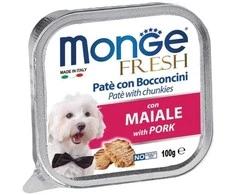 Monge Fresh paštetas šunims su kiaulienos gabalėliais 100g