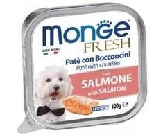 Monge Fresh paštetas šunims su lašišos gabalėliais 100g