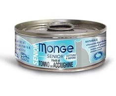 Monge Jelly Senior konservai pašaras senyvoms katėms su tunu ir ančiuviais 80g