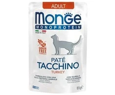 Monge Monoprotein Adult begrūdis konservuotas pašaras katėms su kalakutiena 85g