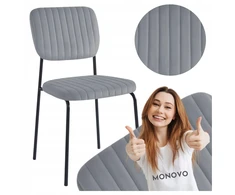 Monovo Aksominė minkšta kėdė palėpės stiliaus aksominio pilko metalo juostelė