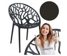 Monovo Ažūrinė plastikinė kėdė svetainei Valgomojo Loft Modern Juodas LOMEL