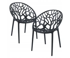 Monovo Ažūrinė plastikinė kėdė svetainei Valgomojo Loft Modern Juodas LOMEL
