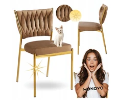 Monovo Glamour Cappuccino Veliūrinė kėdė valgomajam Svetainės virtuvė rusvai gelsvas TOKIO