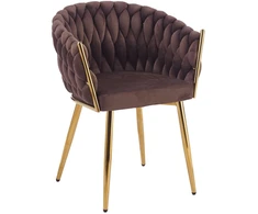 Monovo Glamour Gold Brown ROSA moderni aksominė kėdė, skirta svetainės valgomajam