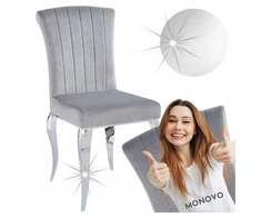 Monovo „Glamour“ minkšta kėdė modernaus baroko svetainei, pilka aksominė Sidabrinis