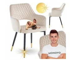 Monovo Glamour minkšta kėdė su porankiais svetainei rusvai gelsvas Velvet ALEXA
