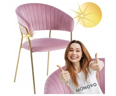 Monovo Glamour minkšta svetainės kėdė su rožiniu aksomu ir auksinėmis kojomis HAVANA