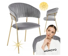 Monovo Glamour Modern Velvet kėdė valgomajam, Ash Pilkas HAVANA