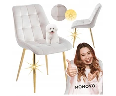 Monovo Glamour rusvai gelsvas Cashmere CHIC dygsniuotas veliūrinis kėdė, skirta svetainės valgomajam