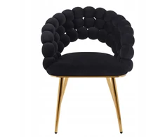 Monovo Glamour Veliūrinė kėdė svetainei valgomajam Juodas Gold Legs Velvet BUBBLE