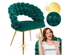 Monovo Glamour Veliūrinis kėdžių butelis Žalias Gold Velvet Pintos kojos BUBBLE