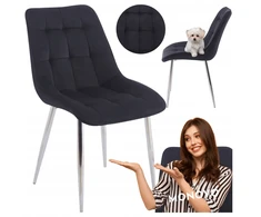 Monovo Juoda moderni dygsniuota aksominė kėdė svetainei valgomajam Velvet CHIC