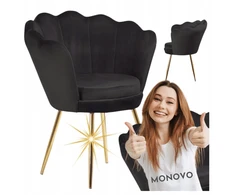 Monovo Juodas Glamour Gold Minkšta šukutės kėdė