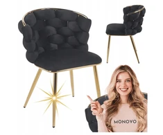 Monovo Juodo Veliūro valgomojo kėdė Auksinės kojos Chrome Glamour Velvet PLOTI