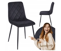 Monovo Loft Glamour Minkšta kėdė valgomajam Velvet Riviera 100 Juodas FORE