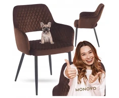 Monovo Minkšta dygsniuota kėdė svetainei Valgomojo Loft Veliūrinė Ruda VIONA