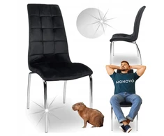 Monovo Minkšta dygsniuota kėdė svetainei, Juodas Velvet Modern KONE