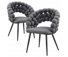 Monovo Minkšta kėdė, skirta svetainei valgomajam Loft braided veliūrinis pilkas BUBBLE
