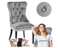 Monovo Minkšta kėdė su skambučiu svetainei Glamour pilkas veliūrinis TIPTON