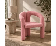 Monovo Minkšta Minimalist Boucle Lamb Rožinė kėdė tualetiniam stalui