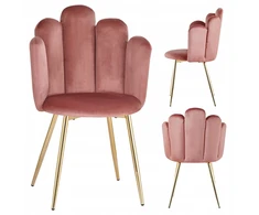 Monovo Minkšta šukučių kėdė svetainei Glamour Gold Legs Veliūrinė rožinė SOPI