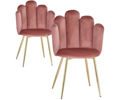 Monovo Minkšta šukučių kėdė svetainei Glamour Gold Legs Veliūrinė rožinė SOPI