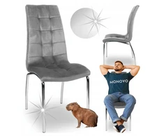 Monovo Minkšta svetainės ir valgomojo kėdė Pilka Velvet Chrome KONE