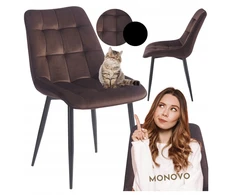 Monovo Minkšta veliūrinė valgomojo kėdė, dygsniuota, svetainei, ruda CHIC