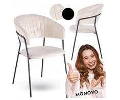 Monovo Moderni Loft smėlio spalvos metalinė HAVANA Veliūrinė valgomojo kėdė