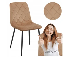 Monovo Moderni Loft Veliūrinė Minkšta Metalinė Kėdė Cappuccino rusvai gelsvas APER