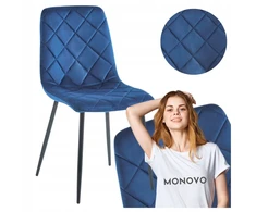 Monovo Moderni mėlyna veliūrinė minkšta palėpės valgomojo kėdė MONTE
