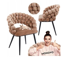 Monovo Moderni veliūrinė kėdė valgomajam, skirta svetainei Glamour Cappuccino BUBLI