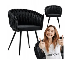 Monovo Modernus minkštas fotelis, austas su aksomu, juodas palėpė