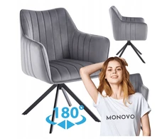 Monovo Pasukama minkšta kėdė svetainei Valgomojo Loft pilkas veliūras AZALIA