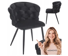 Monovo Pinta aksominė kėdė svetainei valgomajam Juodas Glamour Velvet PLOTI 2