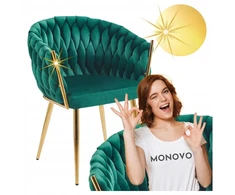 Monovo Pinta Glamour kėdė, skirta svetainės valgomajam, žalias veliūras, auksinės kojos ROSA