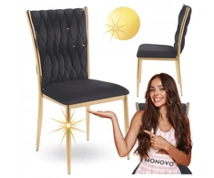 Monovo Pinta juoda minkšta kėdė, skirta svetainei Glamour Auksinis juodas veliūras