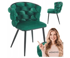 Monovo Pinta veliūrinė kėdė valgomojo buteliukui Žalias Glamour Velvet PLOTI 2