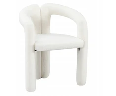 Monovo Pliušinė dizainerio minkšta kėdė AURORA Lamb Boucle Kreminis Ecru