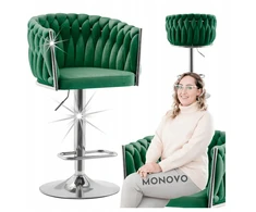 Monovo Reguliuojama Glamour virtuvės kėdė, sidabrinis pintas veliūras, butelis žalias