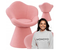 Monovo Rožinė minimalistinio dizaino kėdė Lamb Boucle Teddy JASMINE