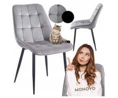 Monovo Šiuolaikinė dygsniuota veliūrinė virtuvės kėdė svetainei valgomajam Pilka CHIC