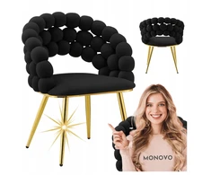 Monovo Šiuolaikinė minkšta svetainės kėdė Glamour Gold Juodas Veliur BUBBLE