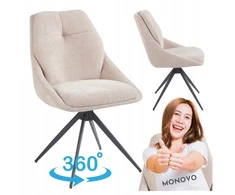Monovo Smėlio spalvos moderni minkšta pasukama kėdė Loft rusvai gelsvas audinys FLOSY