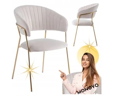 Monovo Veliūrinė Glamour kėdė valgomajam, kašmyro smėlio spalvos, auksinės kojos, HAVANA