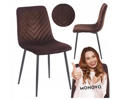 Monovo Veliūrinė moderni virtuvės kėdė svetainei Valgomojo Loft Brown APER