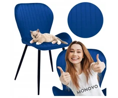 Monovo Velvet Mėlyna Minkšta kėdė su metalinėmis kojomis Loft LERO