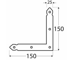 Montavimas kampas, 150x150x25x2,5 mm, geltonai cinkuotas