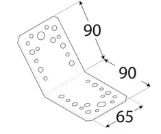 Montavimo kampas 135° KLR3, 90 x 90 x 65 x 2,5 mm, cinkuotas